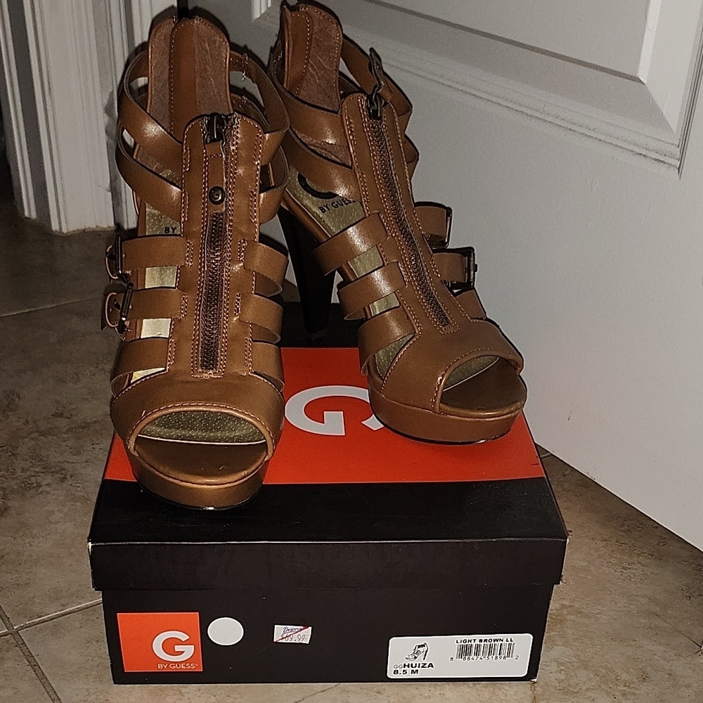 G by Guess Women's Brown Strappy Heels